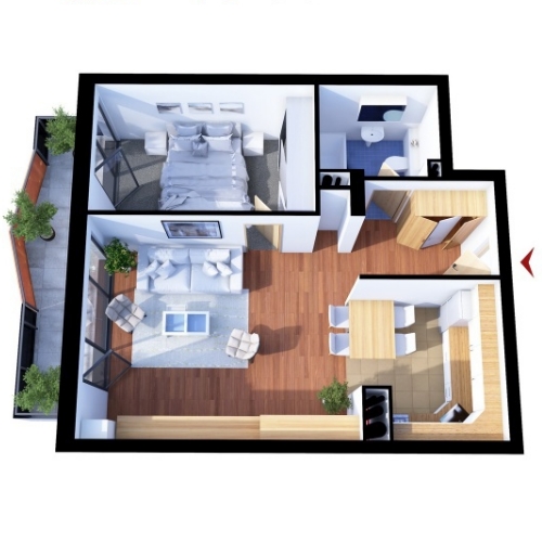 Apartments with 2 rooms A1